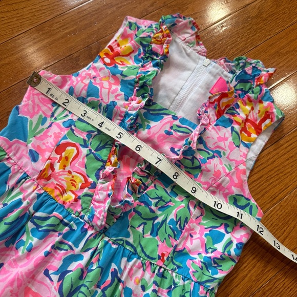 Lilly Pulitzer Mini Teresa Dress Girls 5 Multi Rose Ruffled Tiered Floral Preppy - Picture 8 of 9